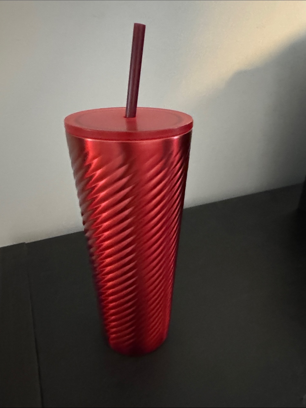 Starbucks Red Textured Insulated Metal Tumbler with Straw